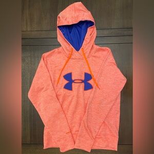 Women's Orange Under Armour Hooded Sweatshirt Size Small Pullover Bright‎